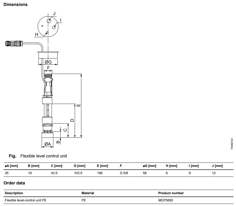 Датчик рівня 2L-PE з вантажем 98375695